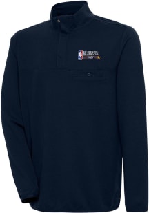Antigua Mens Navy Blue 2024 NBA All Stars Steamer Long Sleeve 1/4 Zip Pullover