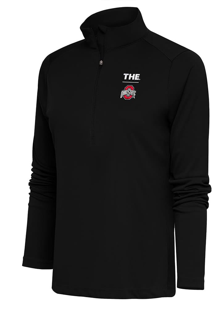 Antigua Ohio State Buckeyes Womens Black Tribute Design 1/4 Zip Pullover