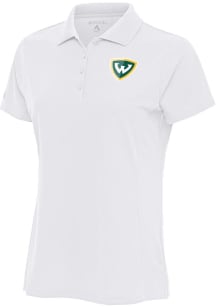 Antigua Wayne State Warriors Womens White Legacy Pique Short Sleeve Polo Shirt