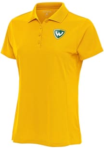 Antigua Wayne State Warriors Womens Gold Legacy Pique Short Sleeve Polo Shirt