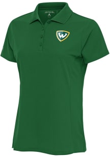 Antigua Wayne State Warriors Womens Green Legacy Pique Short Sleeve Polo Shirt