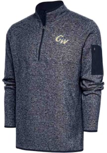 Antigua George Washington Revolutionaries Mens Navy Blue Fortune Long Sleeve Qtr Zip Fashion Pul..