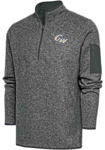 Antigua George Washington Revolutionaries Mens Grey Fortune Long Sleeve Qtr Zip Fashion Pullover