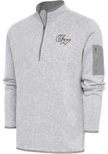 Antigua George Washington Revolutionaries Mens Grey Fortune Long Sleeve Qtr Zip Fashion Pullover