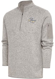 Antigua George Washington Revolutionaries Mens Oatmeal Fortune Long Sleeve Qtr Zip Fashion Pullo..