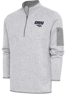 Antigua Oral Roberts Golden Eagles Mens Grey Fortune Long Sleeve 1/4 Zip Fashion Pullover