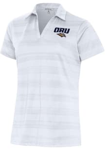 Antigua Oral Roberts Golden Eagles Womens White Compass Short Sleeve Polo Shirt