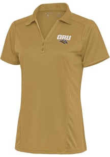 Antigua Oral Roberts Golden Eagles Womens Gold Tribute Short Sleeve Polo Shirt