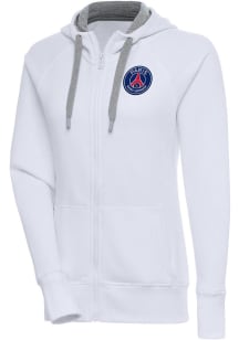 Antigua Paris Saint-Germain FC Womens White Takeover Long Sleeve Full Zip Jacket