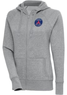 Antigua Paris Saint-Germain FC Womens Grey Takeover Long Sleeve Full Zip Jacket