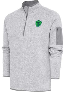 Antigua Seattle Sounders FC Mens Grey Fortune Long Sleeve 1/4 Zip Fashion Pullover