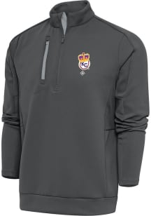 Antigua Kansas City Monarchs Mens Grey Generation Long Sleeve 1/4 Zip Pullover