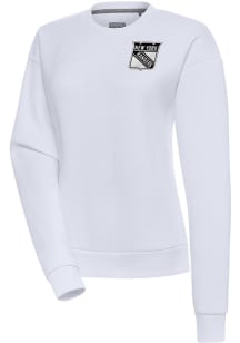 Antigua New York Rangers Womens White Metallic Logo Victory Crew Sweatshirt