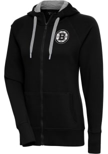 Antigua Boston Bruins Womens Black Metallic Logo Victory Long Sleeve Full Zip Jacket