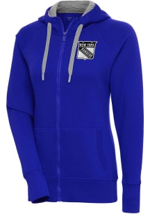 Antigua New York Rangers Womens Blue Metallic Logo Victory Long Sleeve Full Zip Jacket