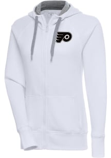 Antigua Philadelphia Flyers Womens White Metallic Logo Victory Long Sleeve Full Zip Jacket