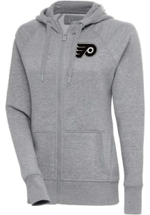 Antigua Philadelphia Flyers Womens Grey Metallic Logo Victory Long Sleeve Full Zip Jacket