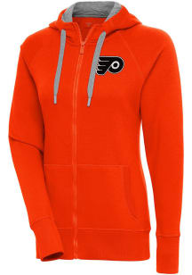 Antigua Philadelphia Flyers Womens Orange Metallic Logo Victory Long Sleeve Full Zip Jacket