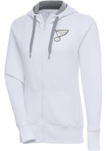 Antigua St Louis Blues Womens White Metallic Logo Victory Long Sleeve Full Zip Jacket