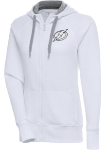 Antigua Tampa Bay Lightning Womens White Metallic Logo Victory Long Sleeve Full Zip Jacket