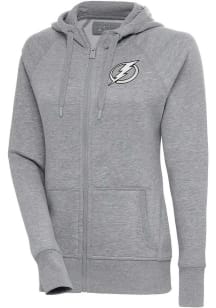 Antigua Tampa Bay Lightning Womens Grey Metallic Logo Victory Long Sleeve Full Zip Jacket
