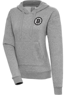 Antigua Boston Bruins Womens Grey Metallic Logo Victory Hooded Sweatshirt