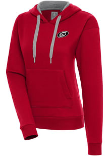 Antigua Carolina Hurricanes Womens Red Metallic Logo Victory Hooded Sweatshirt