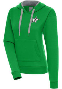 Antigua Dallas Stars Womens Green Metallic Logo Victory Hooded Sweatshirt