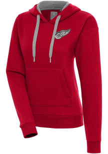 Antigua Detroit Red Wings Womens Red Metallic Logo Victory Hooded Sweatshirt