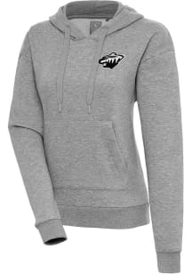 Antigua Minnesota Wild Womens Grey Metallic Logo Victory Hooded Sweatshirt