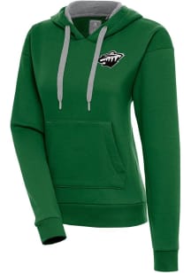 Antigua Minnesota Wild Womens Green Metallic Logo Victory Hooded Sweatshirt