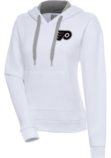 Antigua Philadelphia Flyers Womens White Metallic Logo Victory Hooded Sweatshirt