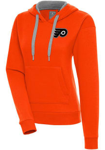Antigua Philadelphia Flyers Womens Orange Metallic Logo Victory Hooded Sweatshirt