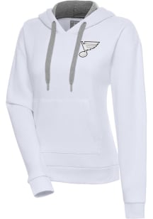 Antigua St Louis Blues Womens White Metallic Logo Victory Hooded Sweatshirt