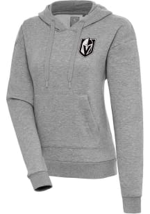 Antigua Vegas Golden Knights Womens Grey Metallic Logo Victory Hooded Sweatshirt