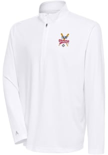 Antigua Indianapolis Clowns Mens White Tribute Long Sleeve 1/4 Zip Pullover