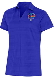 Antigua Cleveland Buckeyes Womens Blue Compass Short Sleeve Polo Shirt