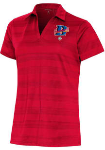 Antigua Cleveland Buckeyes Womens Red Compass Short Sleeve Polo Shirt