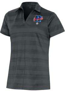 Antigua Cleveland Buckeyes Womens Grey Compass Short Sleeve Polo Shirt