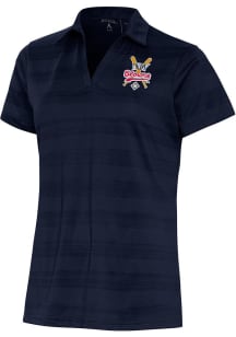 Antigua Indianapolis Clowns Womens Navy Blue Compass Short Sleeve Polo Shirt