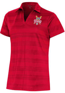 Antigua Indianapolis Clowns Womens Red Compass Short Sleeve Polo Shirt