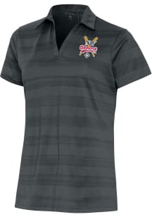 Antigua Indianapolis Clowns Womens Grey Compass Short Sleeve Polo Shirt