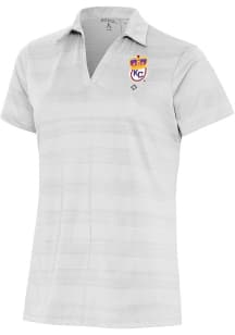 Antigua Kansas City Monarchs Womens White Compass Short Sleeve Polo Shirt