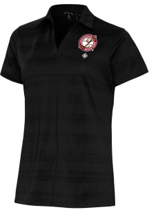 Antigua Louisville Black Caps Womens Black Compass Short Sleeve Polo Shirt