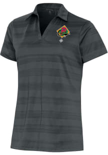 Antigua Pittsburgh Crawfords Womens Grey Compass Short Sleeve Polo Shirt