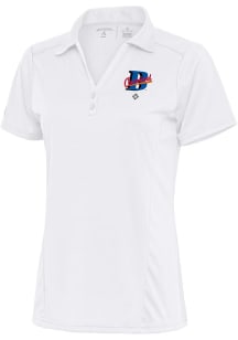 Antigua Cleveland Buckeyes Womens White Tribute Short Sleeve Polo Shirt