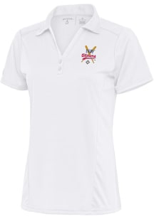 Antigua Indianapolis Clowns Womens White Tribute Short Sleeve Polo Shirt