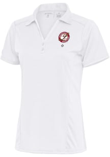 Antigua Louisville Black Caps Womens White Tribute Short Sleeve Polo Shirt