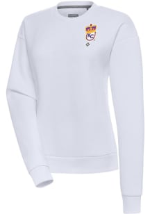 Antigua Kansas City Monarchs Womens White Victory Crew Sweatshirt