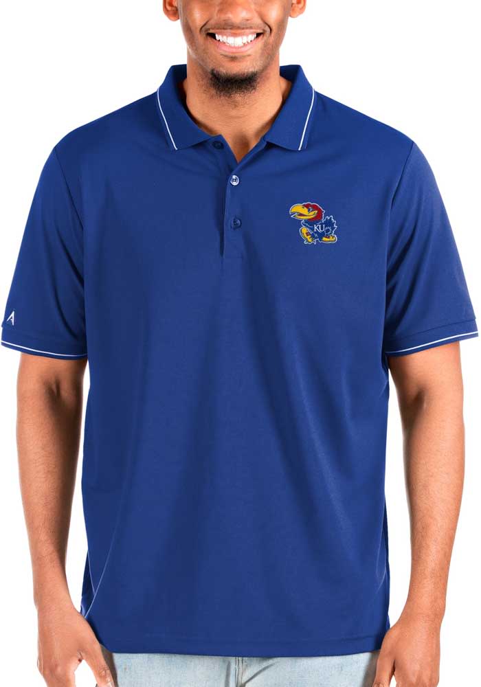Antigua Kansas Jayhawks Mens Blue Affluent Big and Tall Polos Shirt
